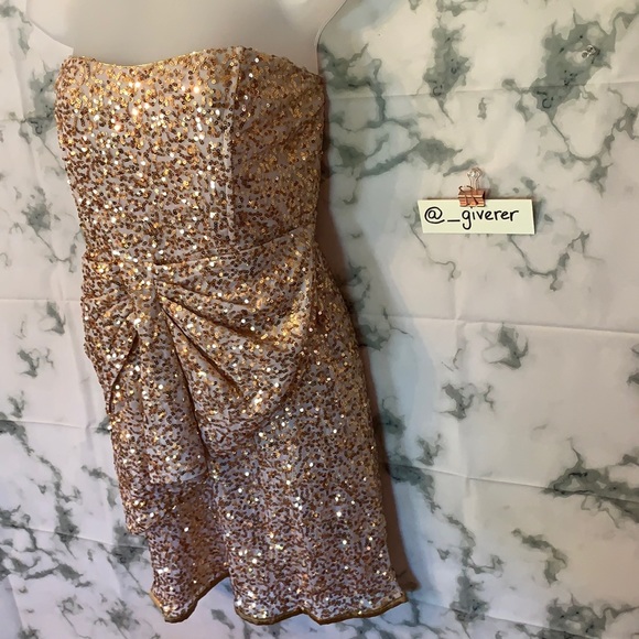 M Gold Sequin Bow Prom / Formal Dress Arden B - Picture 6 of 17